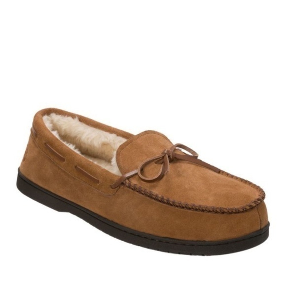 Dearfoams Hudson Genuine Suede Moccasin with Tie